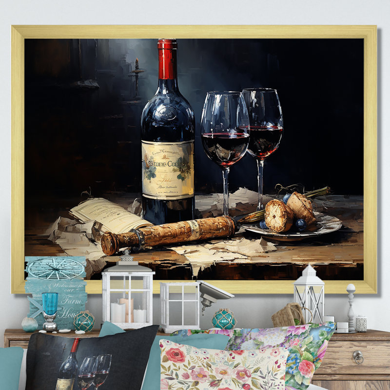 Sommeliers sélection sur toile, H 24 po x l 32 po x P 1 po, Cadre doré simple