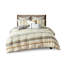Housse de couette pour grand lit en coton avec détails en tissu doux et rayures gris-124869635