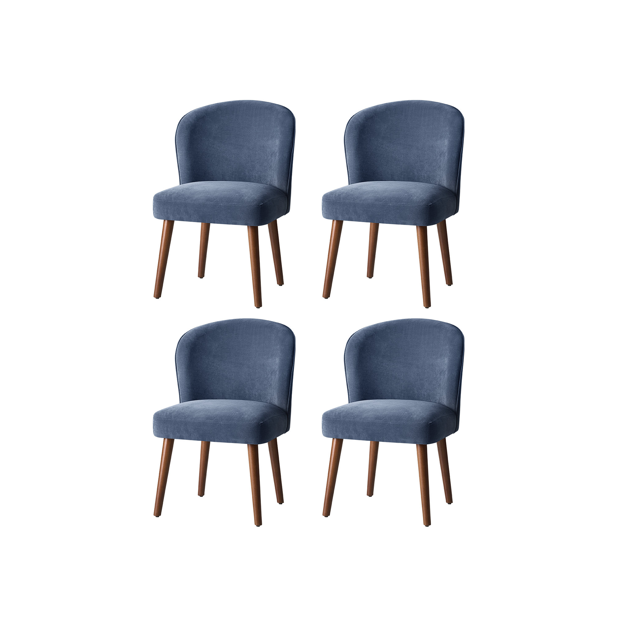 Palmdale Mid-Century Modern Upholstered Dining Chair Set, Slate Blue, 4