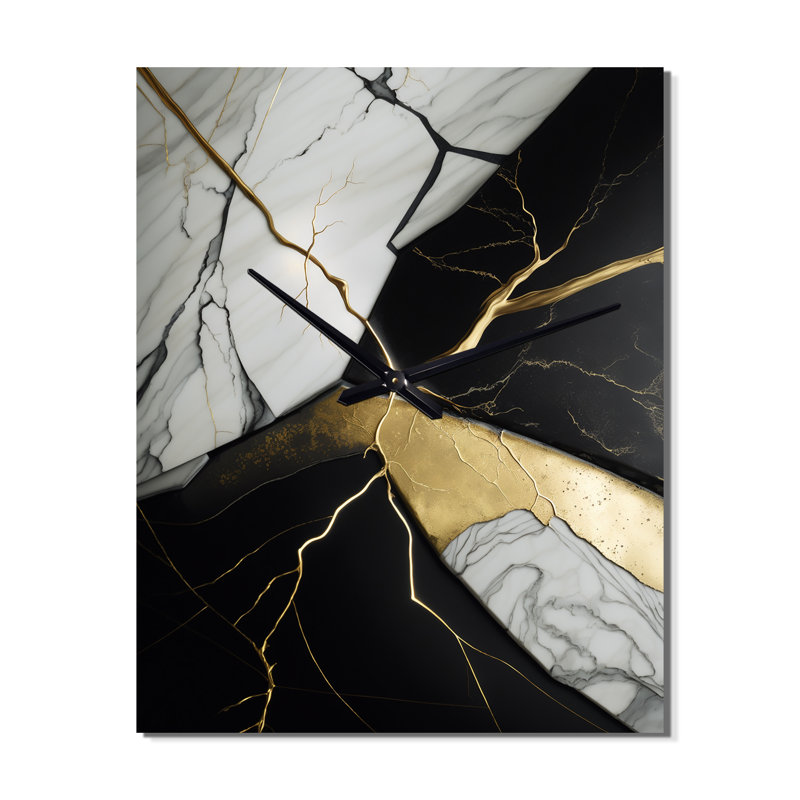 Abstract Geode IV - Horloges murales abstraites en marbre, H 28 po x l 12 po x P 1 po