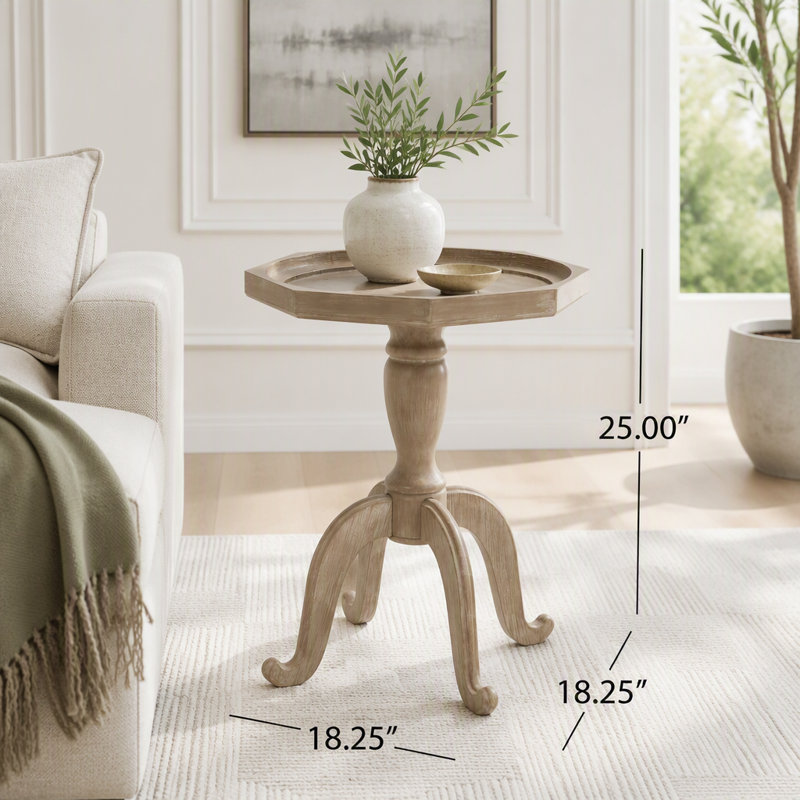 Table d'appoint French Country, Naturel / Blanc