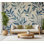 Papier peint floral - Feuilles en bleu