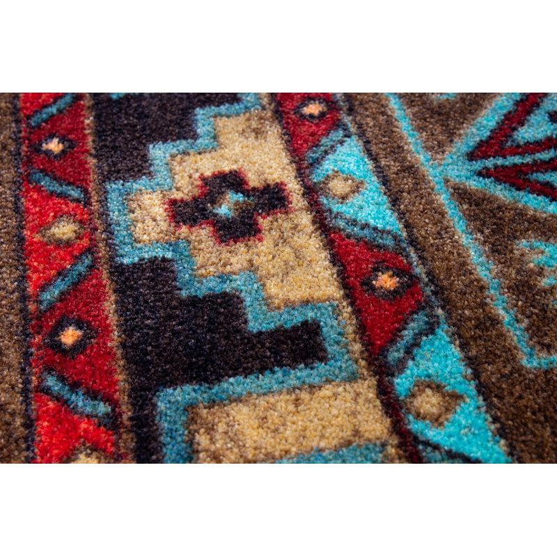Tapis brun Southwestern, Rond 7 pi 7 po
