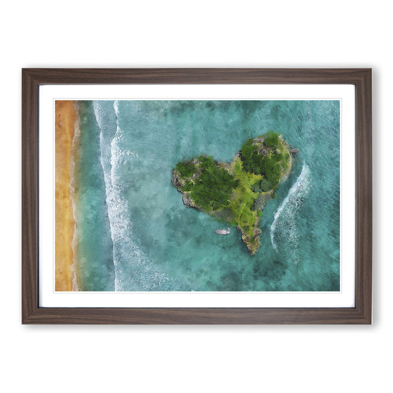 The Heart of the Island - Picture Frame Graphic Art, 36cm H x 48cm W x 2cm D, Walnut