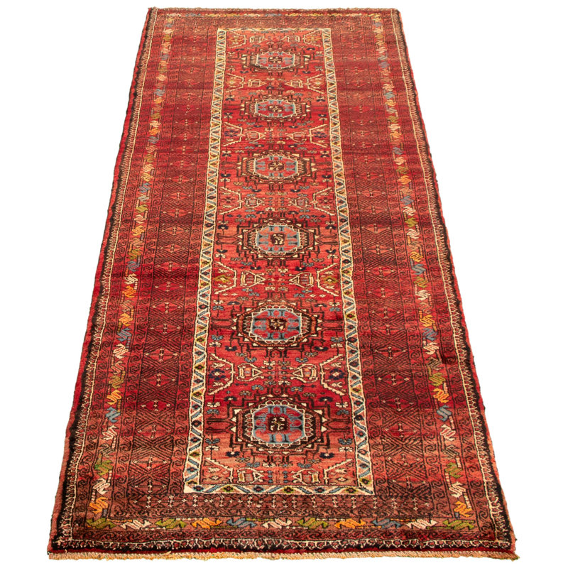 Hand-Knotted Anatolia Dark Red Wool Rug 3'11" X 10'2"
