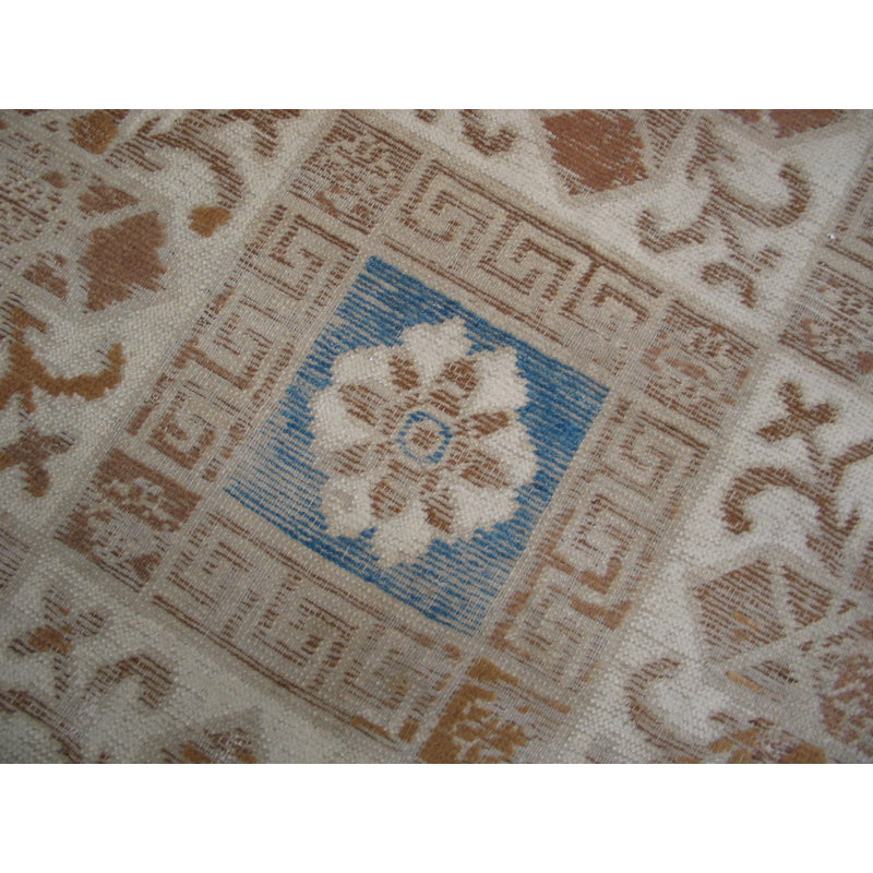 Antique Mongolian Chinese Allover Geometric Knotted Rug