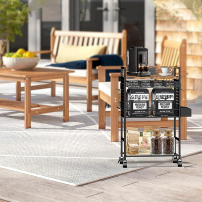 Coffee Cart With Lockable Wheels