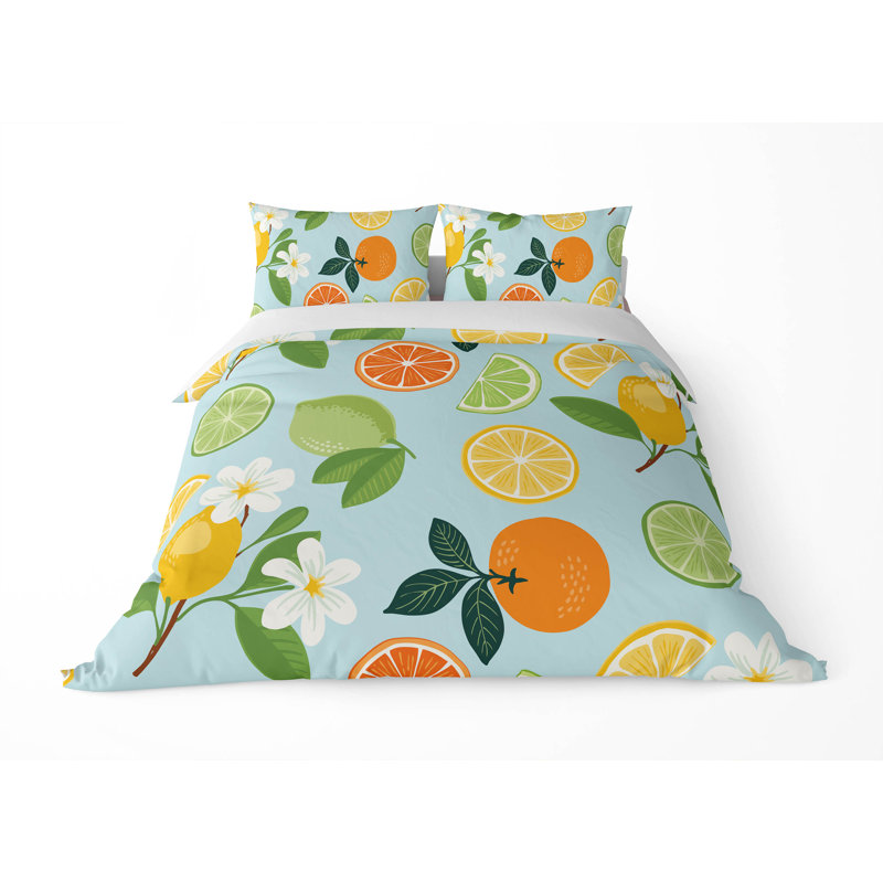 Ensemble d'édredon léger Sunny Citrus, Édredon très grand + 2 taies décoratives très , Bleu
