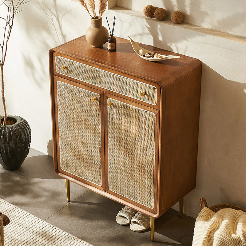 Modern Walnut Solid Wood Shoe Storage