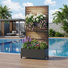 Jardinière en métal Eulau à roulettes, brun foncé, 183 cm (H) x 89 cm (L) x 41 cm (P)