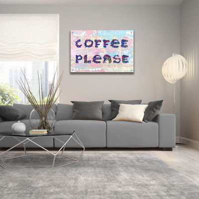 «Coffee Veuillez» par Dean Russo, art mural en verre acrylique