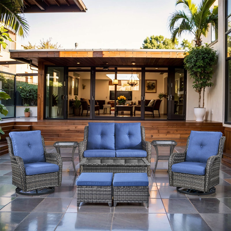 Boniab Sofa Seating Group with Cushions, Blue, Gray