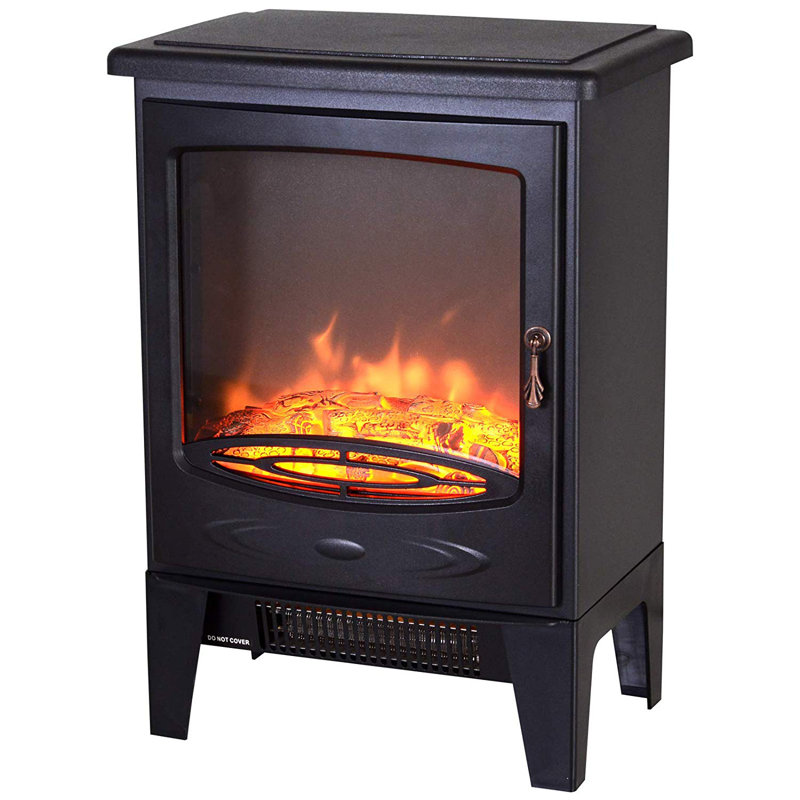 Abbottsmoor Three Posts 39cm W Black Electric Fireplace with 6308.5 BTU