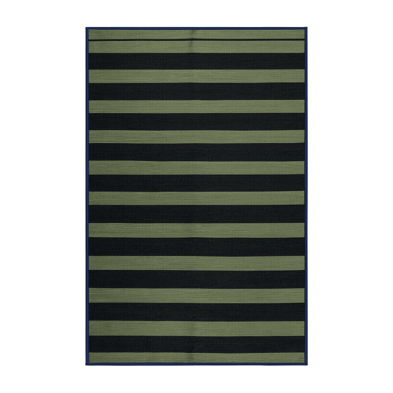 Tapis bleu à rayures horizontales lavable à la machine, Tapis de couloir 2 pi x 4 pi