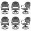 Chaise de patio pivotante en fonte d'aluminium 6 pièces avec structure noire et coussins bleus-1931666278