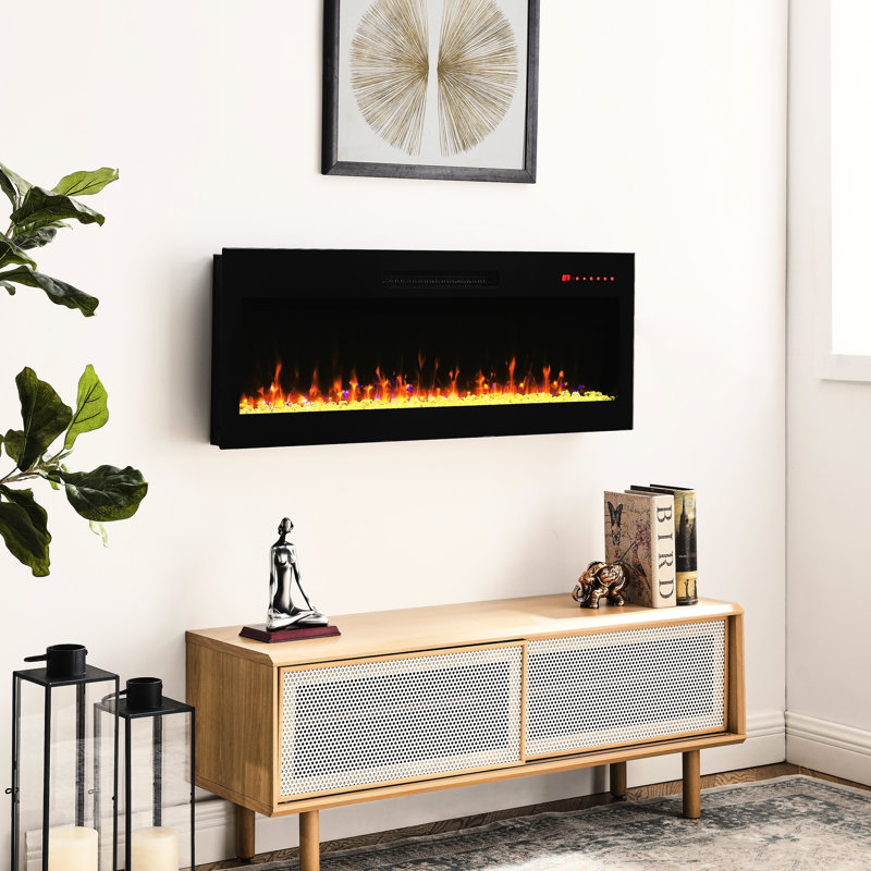 42" Fireplace, Ultra Thin, , 16 Flame Colours, Ember Bed 5 Settings Of Speed 42 Inch Recessed 1400W Heat, Speed, Automatic Cut-Off When Overheat