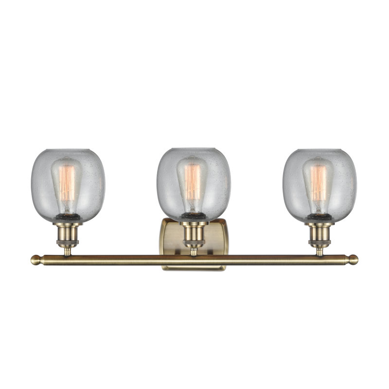 Carlucci 3 - Light Dimmable Vanity Light, Seedy, Antique Brass, Bulb Not Included