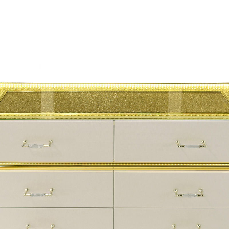 Commode 6 tiroirs Brigette, Beige