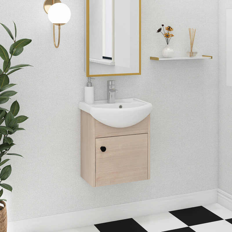 Meuble-lavabo simple 18 po avec plateau en céramique Divleen