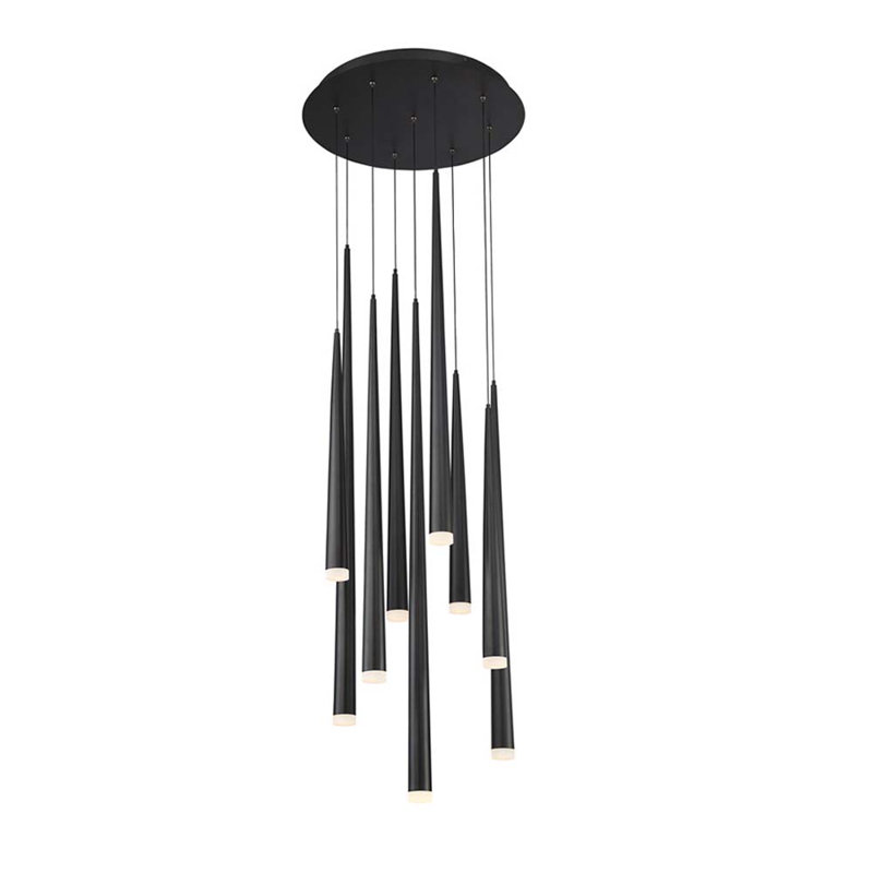 Luminaire suspendu géométrique en grappe à 9 lumières Cascade, Noir