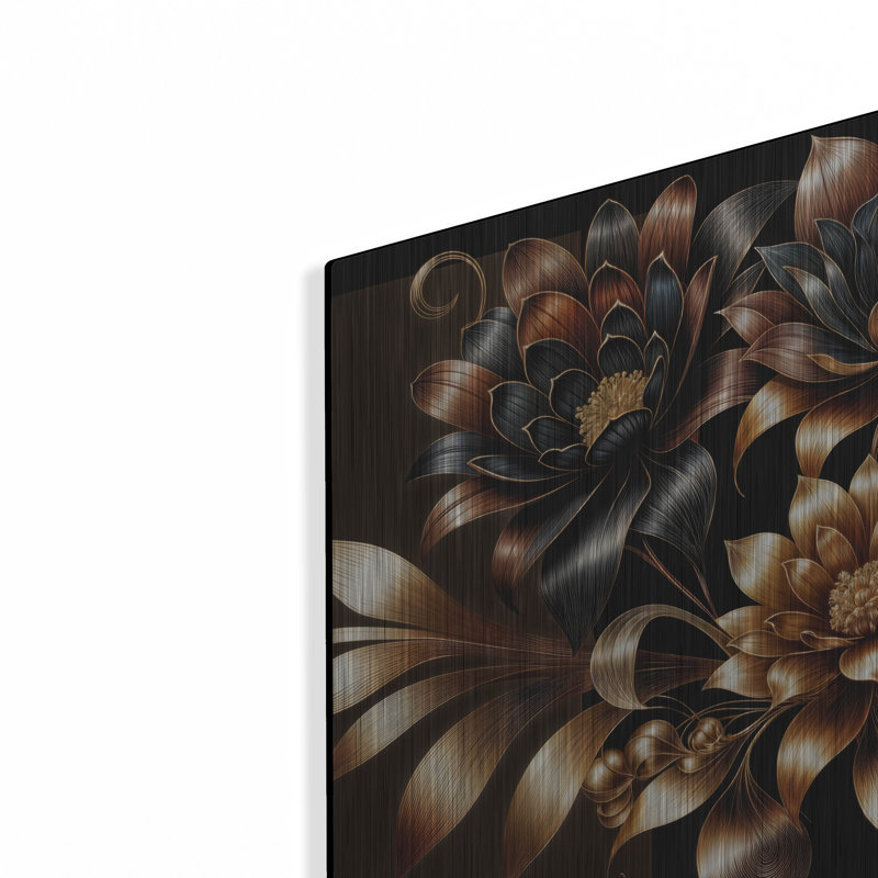 «Gold Flowers» par Rey Klimt, art mural en métal, H 16 po x l 24 po