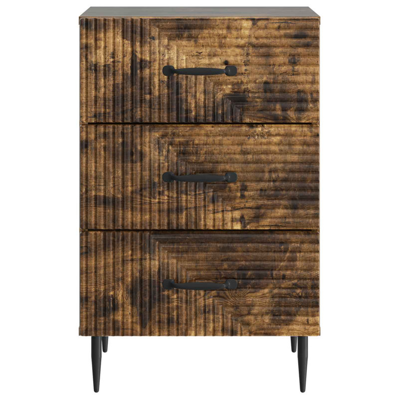 43cm W Manufactured Wood Bedside Table, Smoked Oak