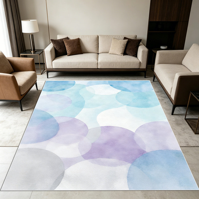 1PC Abstract Brushstroke Blush Pink & Taupe Distressed area rugs for Living Room, Soft and Comfortable, Suitable for all seasons, easy-to-maintain, machine washable Indoor floor mat, Under Table Farmhouse suitable for dining table, bedroom, kitchen.