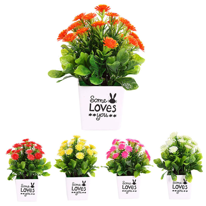 Arrangement floral de chrysanthèmes en pot, Rouge