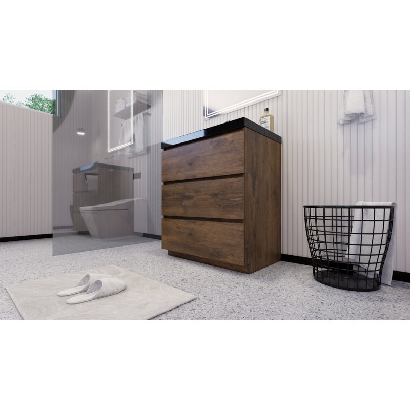 Reyes 29'' Single Bathroom Vanity Base Only, Rosewood