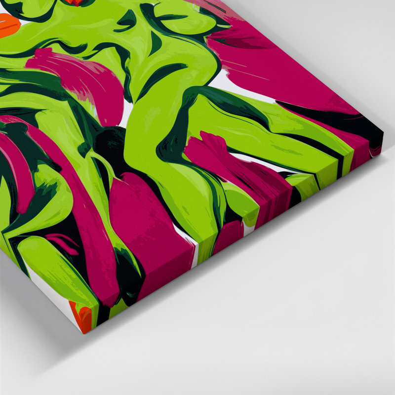 Art mural abstrait sur toile vert figuratif, H 8 po x l 8 po