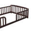 Lit simple au sol avec entrée centrale et garde-corps, structure en bois de pin pour enfants Montessori gris-129891711-129891713