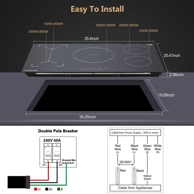 Electric Cooktop 2000W Single Burner Electric Hot Plate 220V Touch Screen