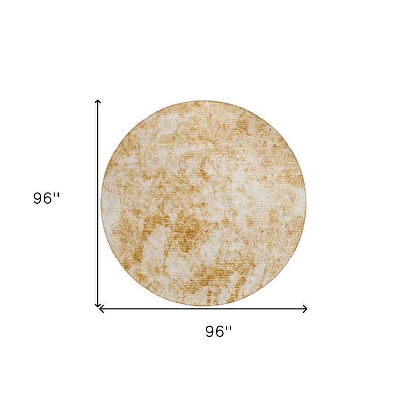 Tapis extérieur rond lavable antidérapant rond 8 po crème et doré