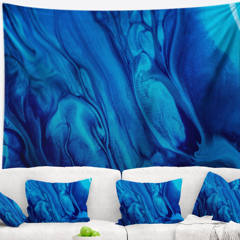 Tapisserie mélange de peinture en acrylique bleu foncé, H 78 po x l 92 po