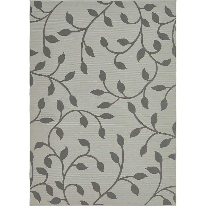 Outdoor Veranda Area Rug Gray Vine Color, Rectangle 7' x 10'