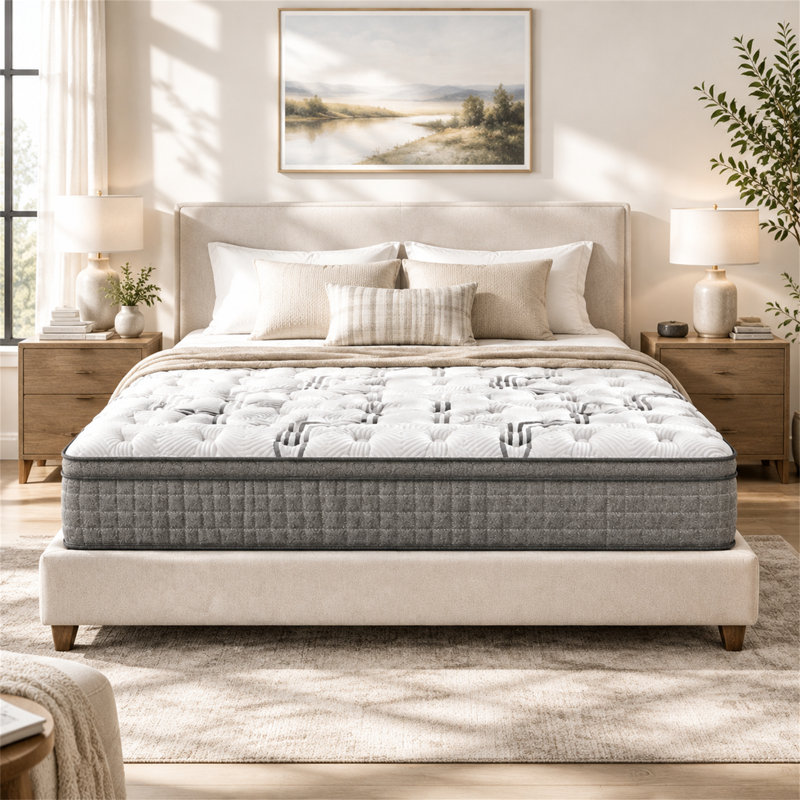 Matelas Kitterman en mousse à mémoire de forme et gel rafraîchissant, confort enveloppant, housse respirante et noyau de soutien haute densité, fermeté moyenne, certifié Greenguard Gold.