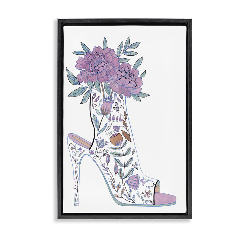 Chaussure avec toile flottante encadrée par Melissa Wang, H 25 po x l 17 po, Cadre flottant noir de jais