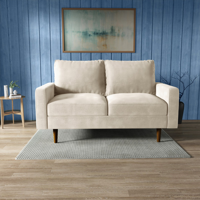 Markham Square Arm Sofa Loveseat, Beige Velvet, 33" H x 58" W x 32" D
