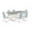 7 Piece Modern Dining Table Set Consist of a Rectangle Wooden Table with X-Legs and 6 Baby Blue Linen Fabric Upholstered Chairs, Wire Brushed Linen White -1763425360-1763425361-1763425363