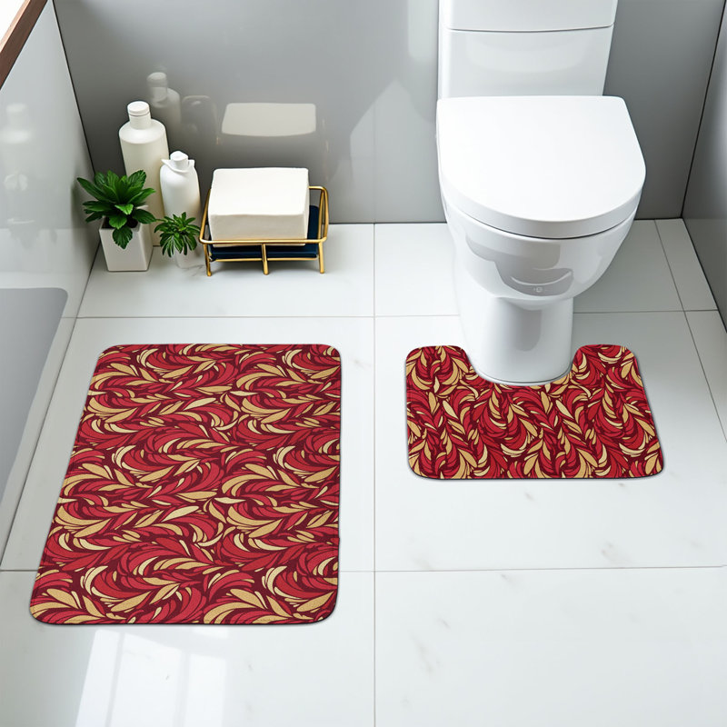  Ensemble de 2 tapis de salle de bain Leaves