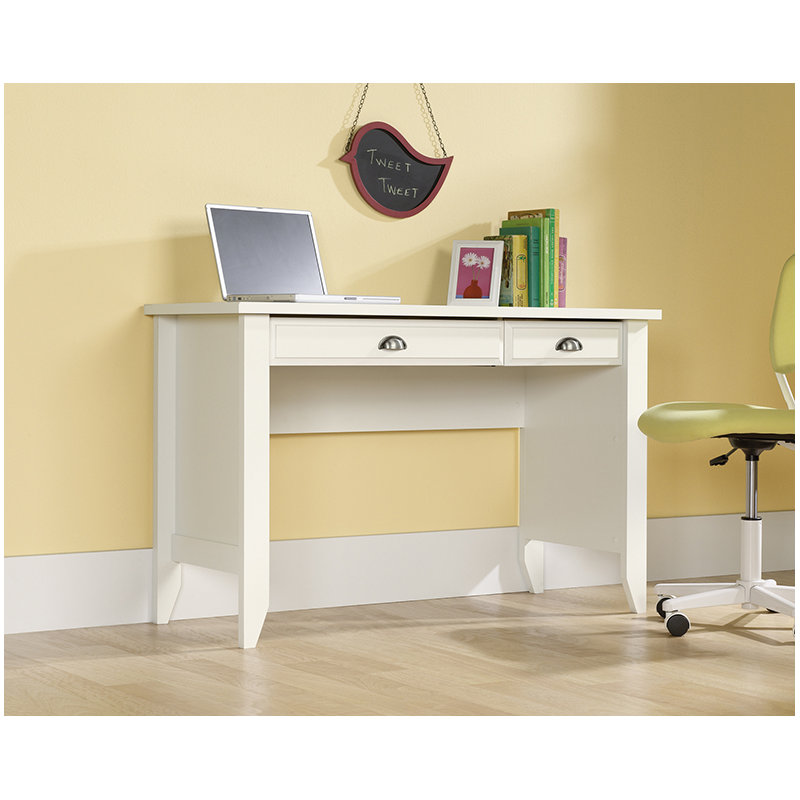 Bureau d'ordinateur à finition blanc doux