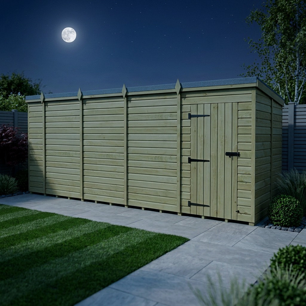 Total Sheds 17ft x 7ft Pent Garden Shed - Single Door - No Windows - Pressure Treated Timber - UK Manufactured