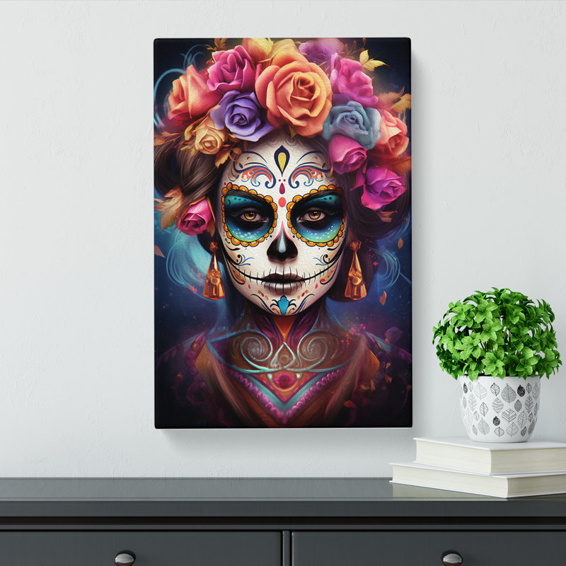 Sugar Skull No.2 - No Frame Print, 50cm H x 35cm W x 3cm D