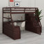 Lit mezzanine avec 7 tiroirs, 2 tablettes et un bureau-734526421