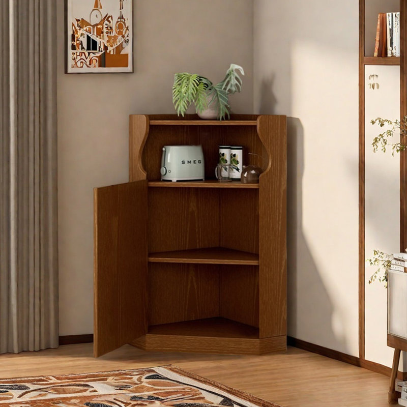 Modern retro multi-functional corner cabinet, Brown