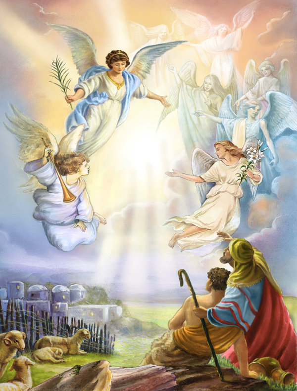 Drapeau de jardin «The Shepherds and Angels», H 15 po x l 11 po