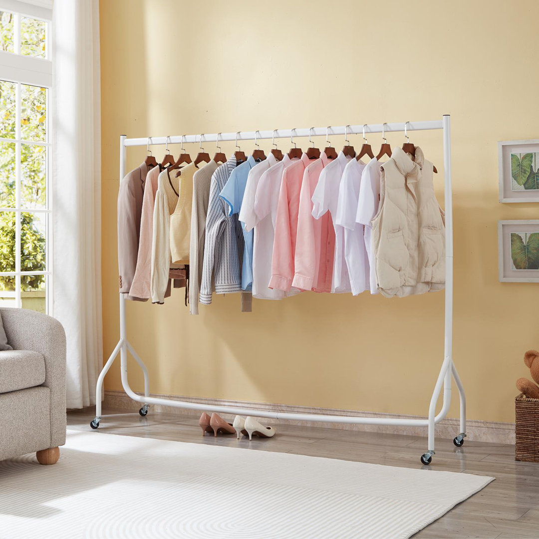 183cm White Heavy Duty Clothes Rail Metal Garment Rack for Hanging Clothing