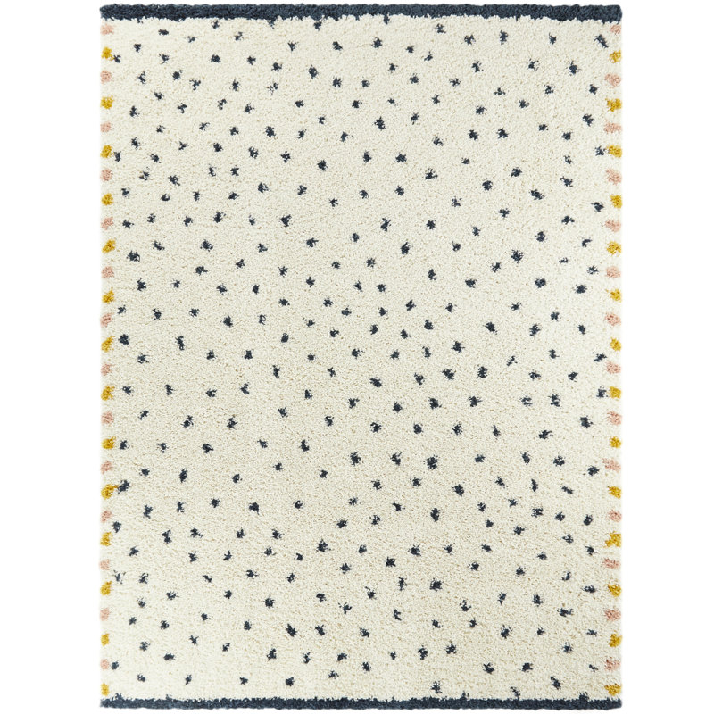 Warmley Polka Dots Shag Area Rug, Rectangle 5'3" x 7'