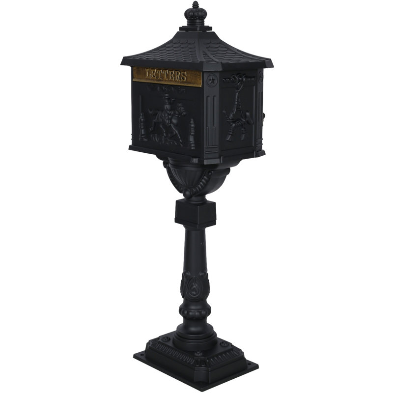 Aluminum Post Mounted Mailbox, Black