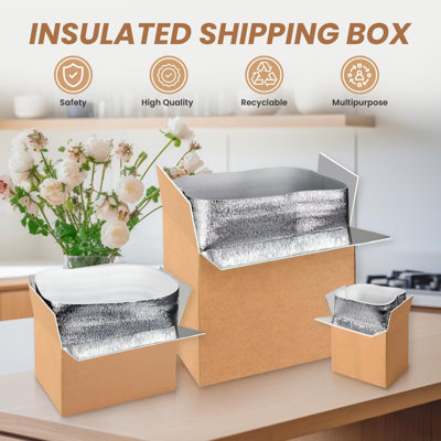 YSSOA 20 Pack 19 Inch x12 Inch x16 Inch Insulated Shipping Boxes with Aluminum Foil Liner,Thermal Insulation Cold Pack Shipping Boxes for Frozen , Reusable Styrofoam Cooler Box, Small Mailing Box